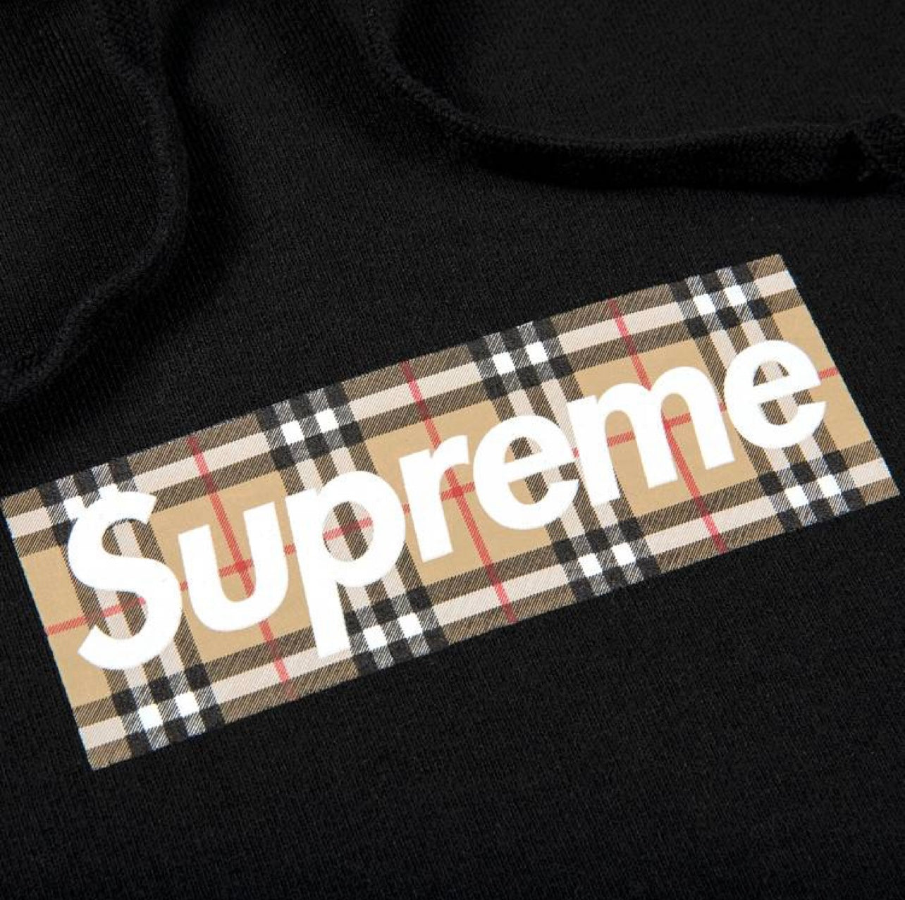 SUPREME X BURBERRY BOX LOGO HOODED SWEATSHIRT BLACK